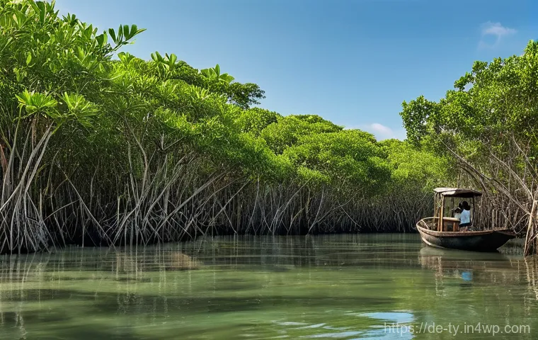 맹그로브 숲의 생태계 서비스와 가치 평가 - **Cradle of Life: Biodiversity within the Roots**
    An enchanting, detailed close-up scene within ...