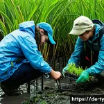 맹그로브 생태계 복원 단계별 가이드 - A detailed coastal mangrove restoration scene in northern Germany featuring diverse mangrove species...